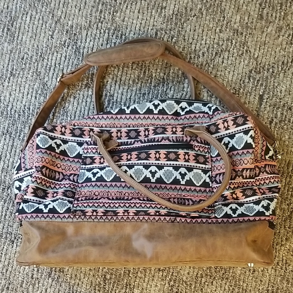 Brown and Black Patterned Women's Bag